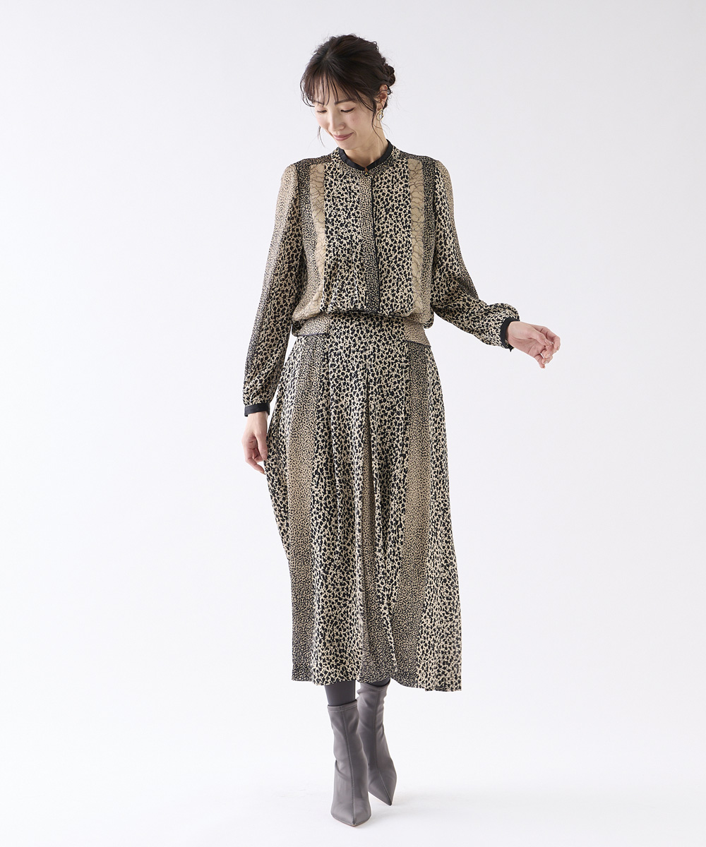 表情豊かなプリントのブラウスとスカート Epure Sauvage